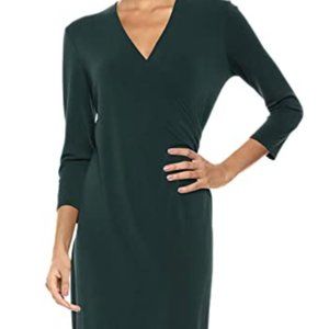 Lark & Ro Crepe Knit Faux Wrap Dress - Size 12